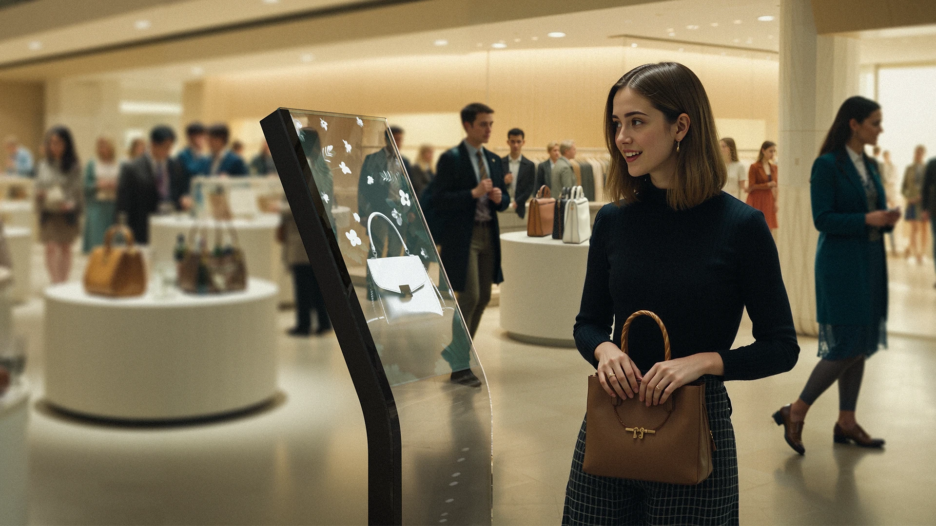 CrystalKiosk-transparent-OLED-Handbag-Store