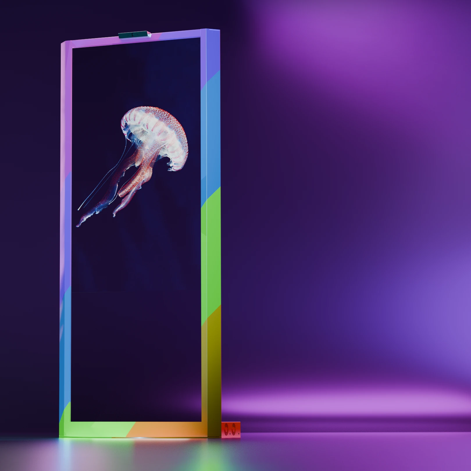 CrystalScreen-transparent-OLED-55-inch-totem-rainbow-foiling-mobile-version
