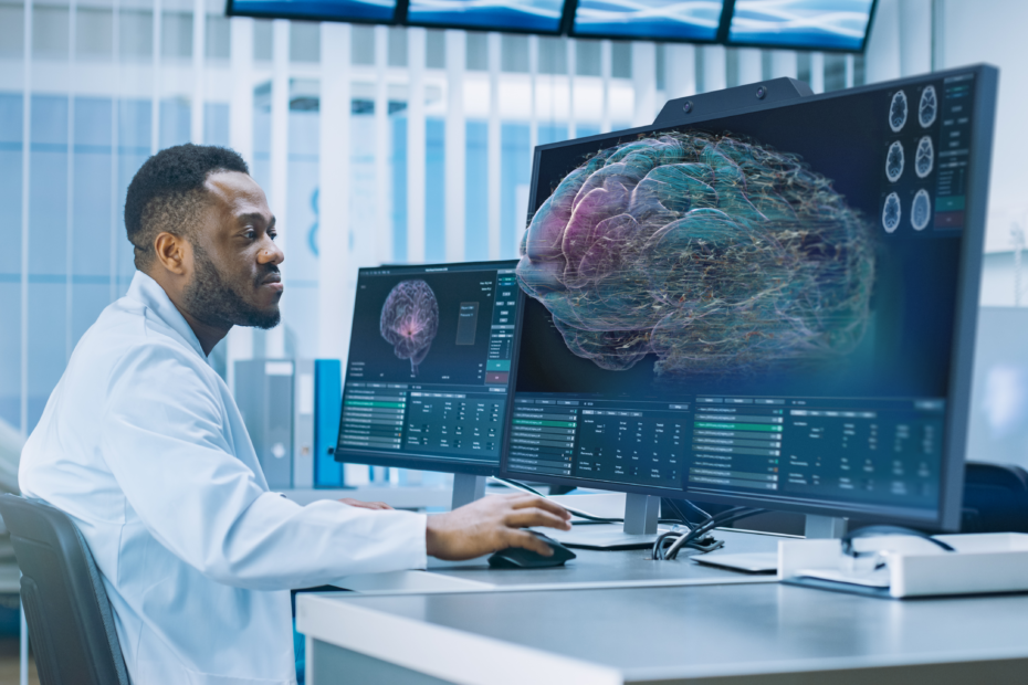 Mediziner arbeitet mit brillenlosem 3D Display