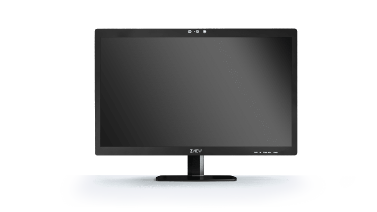 zview 3D display Frontansicht eines schwarzen 3D Displays mit Ständer und Eye-Tracking Kameras